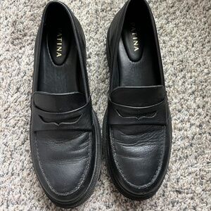 Portland Leather Patina Chunky Loafers (Black, Size 9)